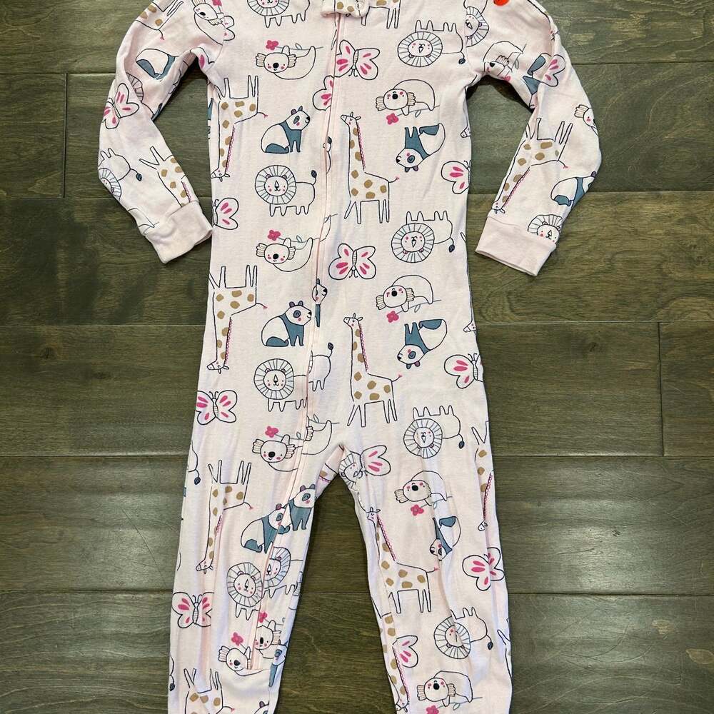 Carter's Baby Girls Pink Animal‑Print 2‑Way‎ Zip Cotton Sleep and Play Size 4T